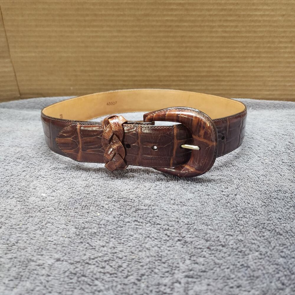 Vintage Brighton brown leather belt women size Medium b49